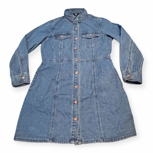 FRYE Women’s Blue Long Sleeve Denim Shirt Dress Size Medium - Picture 2 of 6